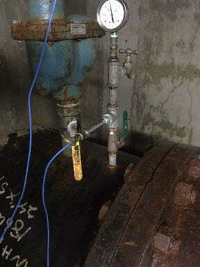 Pressure transducer monitors city water pressure reducing valves