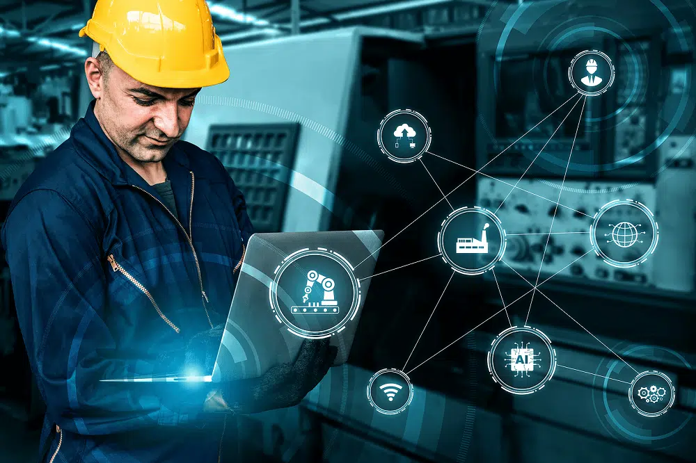 man on computer as part of DAQ system of sensors