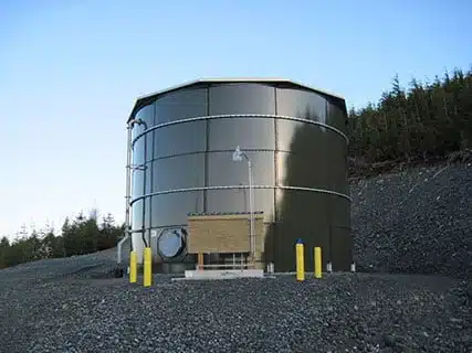 Remote tank in Alaska using a tank level sensor to measure the contents