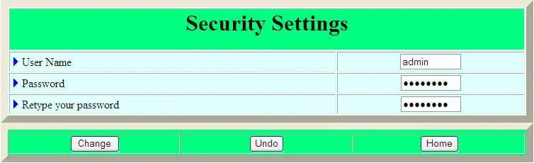 security settings menu tank cloud embedded web server