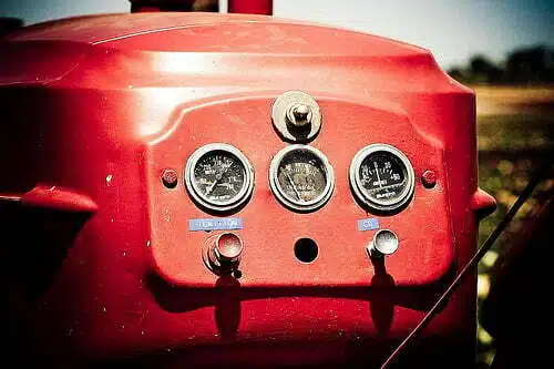 gauges on a red tractor